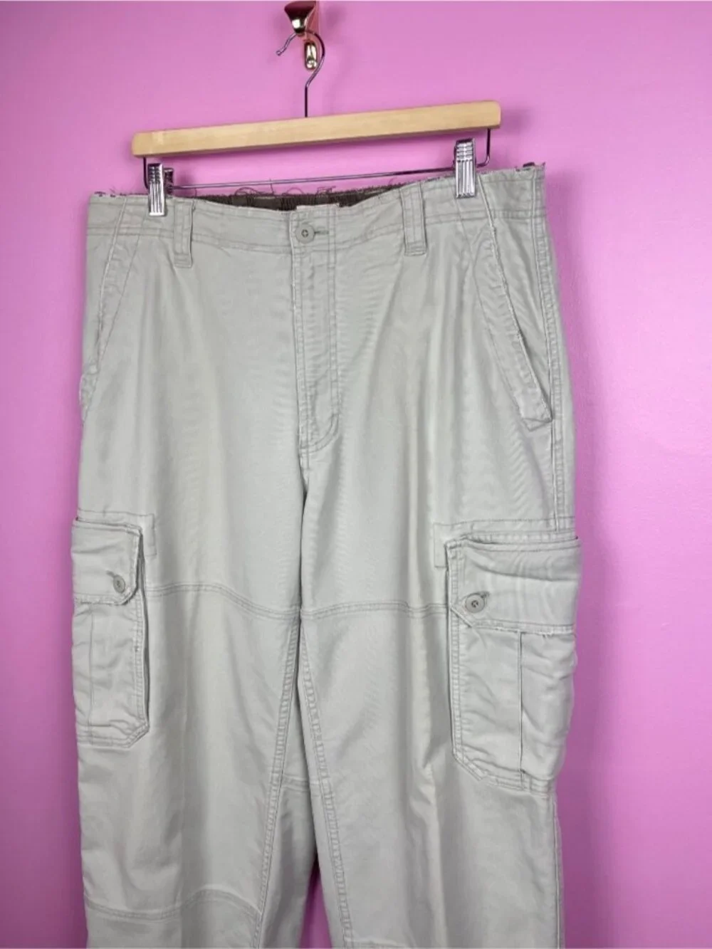 GAP Khakis Y2K Vintage Cargo Pants Beige Distressed Straight Leg Men’s 36